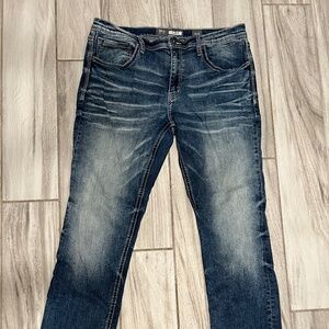 Buckle Straight Leg Jeans, Dark Wash, 36R